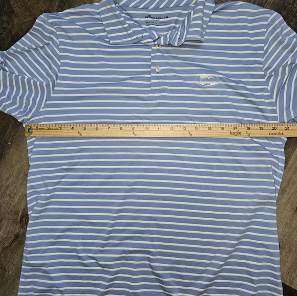 Peter Millar, Men's Size Large, Blue Striped Polo Shirt - Picture 6 of 7
